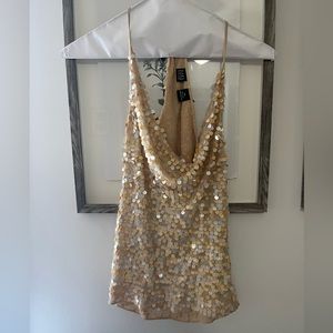 Vintage beaded sequin top | champagne sparkle top | flapper style | Silk top